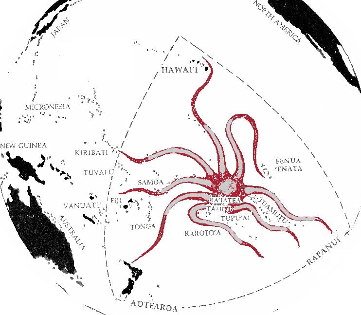 Triangle Polynesien une pieuvre qui reunie toute la Polynesie Maori, Maohi. Du nord avec Hawaii les marquise Rapa nui Nouvelle zeland Tonga Samoa Kiribati.